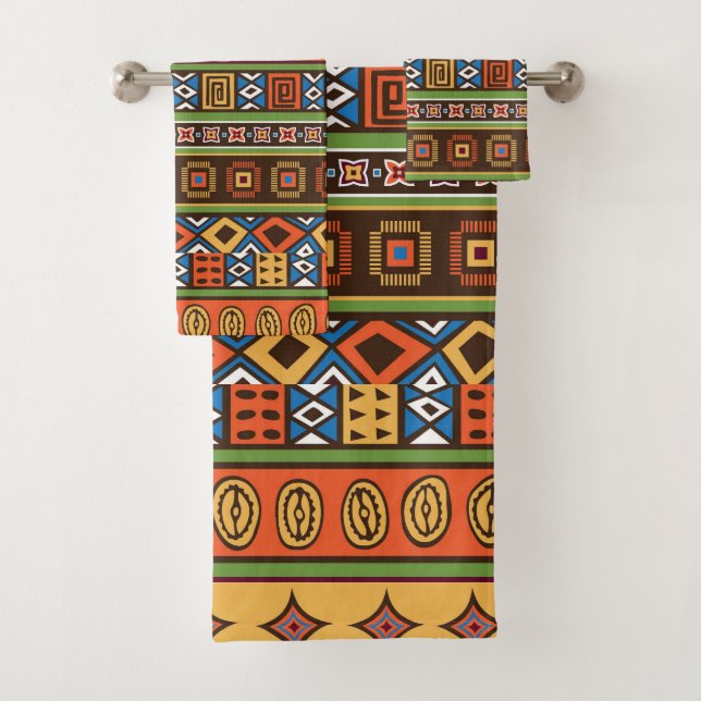 Conjunto de toalhas de padrão tribal africano (Insitu)