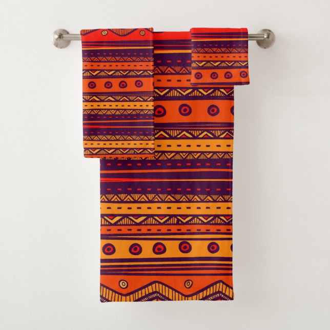 Conjunto de toalhas de padrão tribal africano (Insitu)