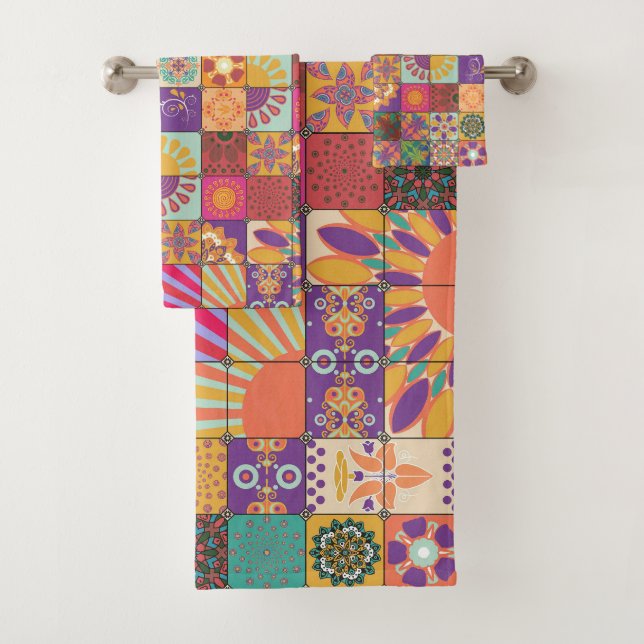 Conjunto de Toalhas de Patchwork da Retro 70s (Insitu)