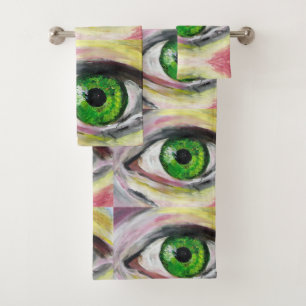 Conjunto de Toalhas de Pintura Olhos Verdes