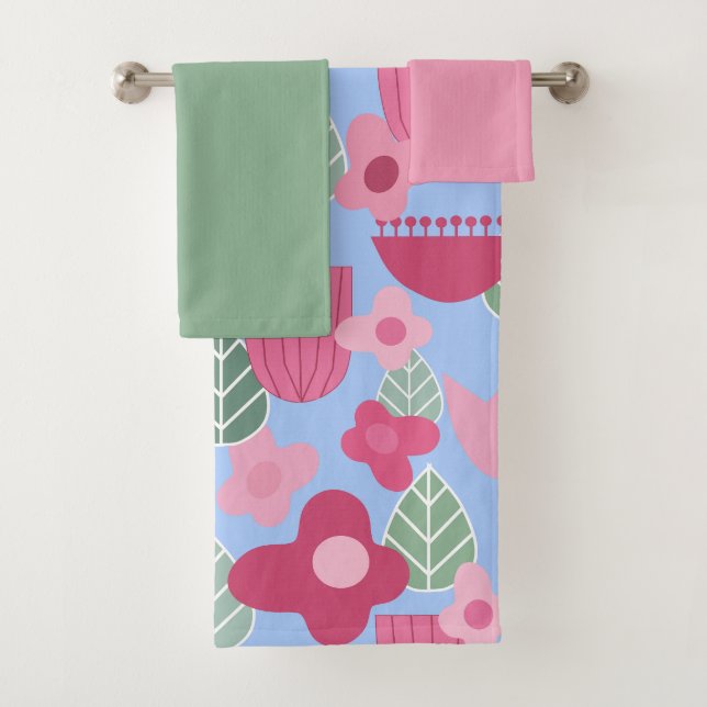 Conjunto de toalhas de Primavera, rosa, escandinav (Insitu)