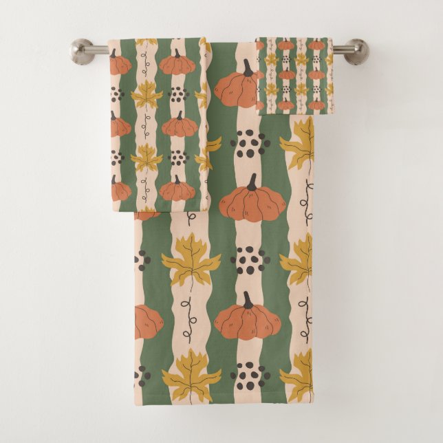 Conjunto de Toalhas de Pumpkin Desenhado à Mão e F (Insitu)