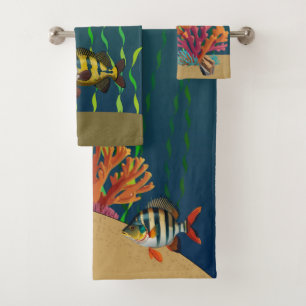 Conjunto de toalhas de recife de coral coloridas d