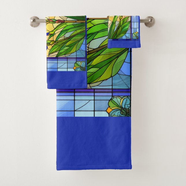 Conjunto de Toalhas de Vidro Pintado Floral Íris A (Insitu)