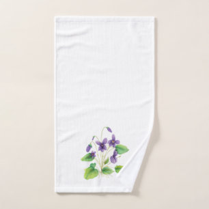 Conjunto de Toalhas de Violetas Selvagens de Aquar