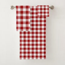 Conjunto de Toalhas de Xadrez Gingham, Vermelhas e