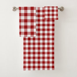 Conjunto de Toalhas de Xadrez Gingham, Vermelhas e