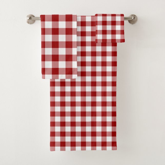 Conjunto de Toalhas de Xadrez Gingham, Vermelhas e (Insitu)