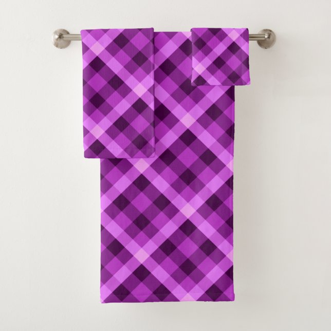 Conjunto de toalhas de Xadrez Roxo da Orquídea Ele (Insitu)