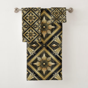 Conjunto De Toalhas Deco de Arte Dimond do Ouro Luxurioso Geométrico d