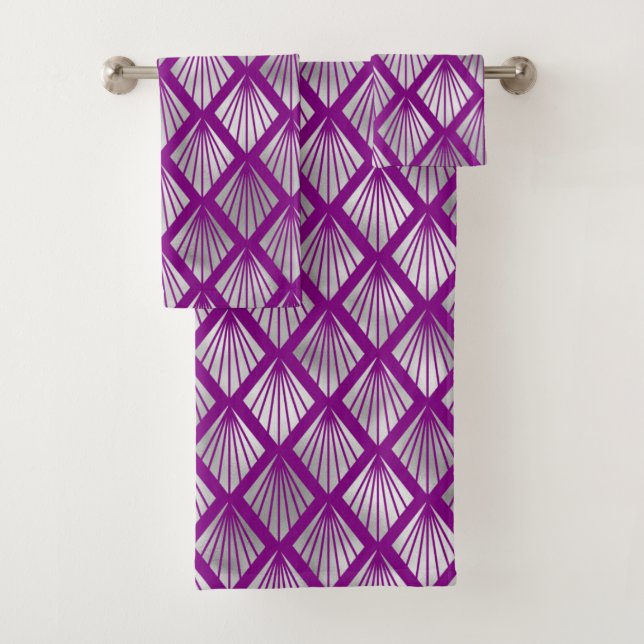 Conjunto De Toalhas Deco de Arte do Ventilador Roxo Elegante (Insitu)