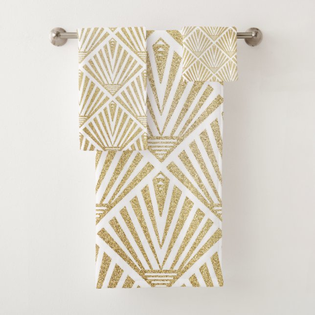 Conjunto De Toalhas Deco de palmeira de diamante Elegante ouro (Insitu)