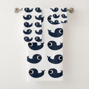 Conjunto De Toalhas Decor Costeiro do Oceano Baleeiro Azul