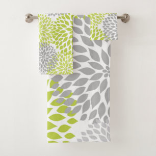 Conjunto De Toalhas Decor de banho floral da Cinza de Chartreuse