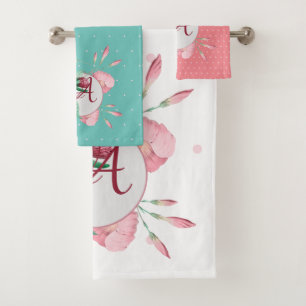 Conjunto De Toalhas Decor de Casas Rosa, Floral, do Hummingbird Monogr