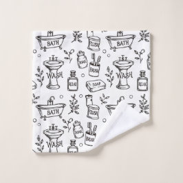 Conjunto De Toalhas Decoração de Banheiro Vintage - Branco/Preto