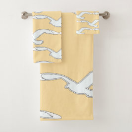 Conjunto De Toalhas Decoração de Casa Pássaro em Voo Creme