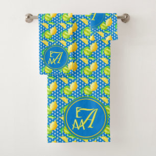 Conjunto De Toalhas Decoração de Noivos Árvore de Limão Monogramada Az