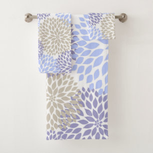 Conjunto De Toalhas Decoração floral roxa do banho da pervinca moder