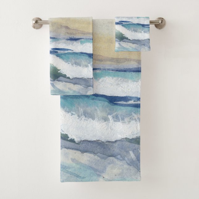 Conjunto De Toalhas Decoração inicial da Aquarela Costeira da Praia On (Insitu)