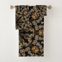 Conjunto de Toalhas Decorativas Douradas
