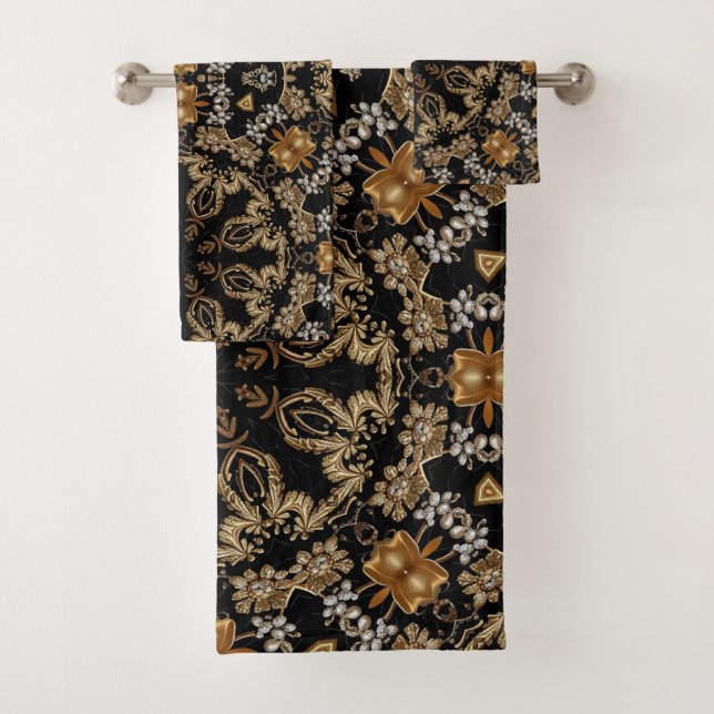 Conjunto de Toalhas Decorativas Douradas (Insitu)