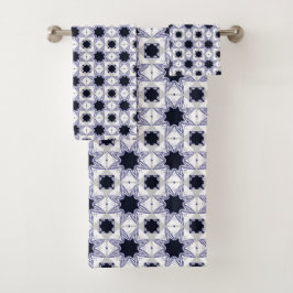 Conjunto De Toalhas Decorative geometric patterned baby blue star
