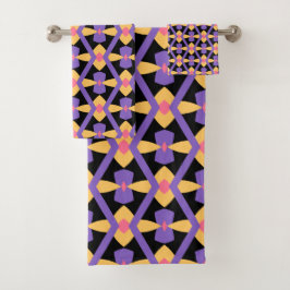 Conjunto De Toalhas Decorativo Roxo e Amarelo