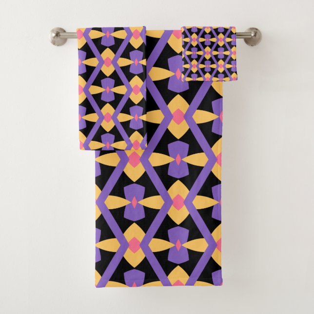 Conjunto De Toalhas Decorativo Roxo e Amarelo (Insitu)