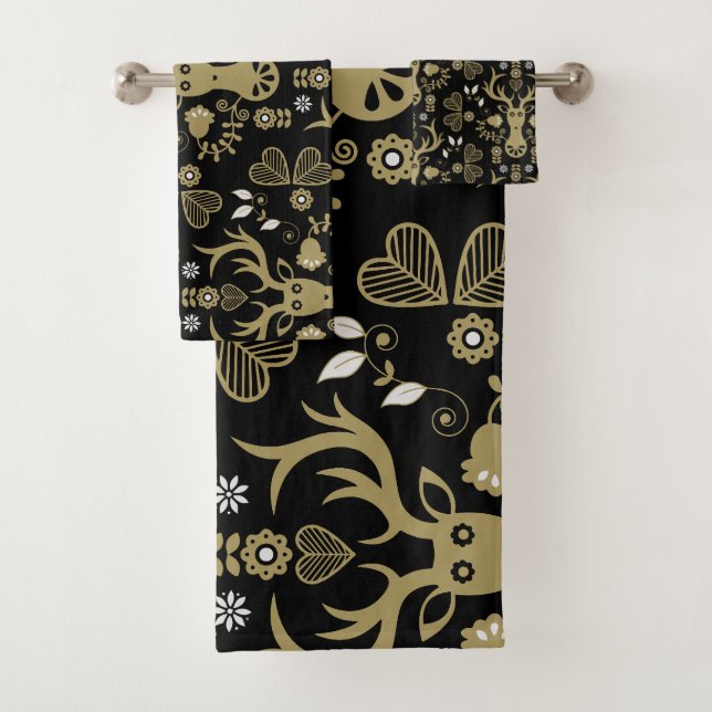 Conjunto De Toalhas Dedo Dourado escandinavo moderno (Insitu)