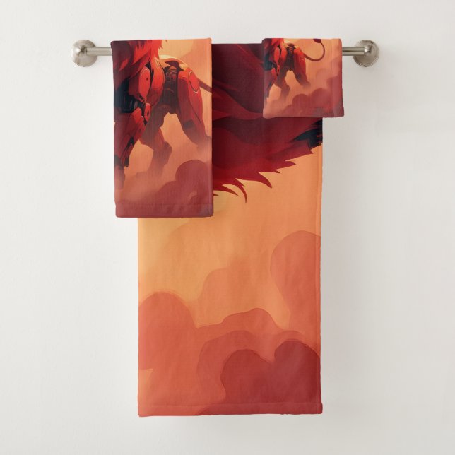 Conjunto De Toalhas Deep Crimson Glow – The Lion of Burning Destiny.   (Insitu)