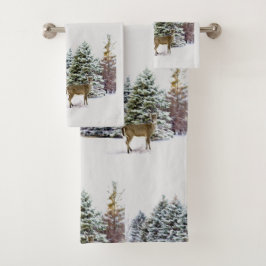 Conjunto De Toalhas Deer in Winter Wonderland Holiday Townset