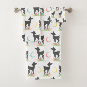 Conjunto De Toalhas Deer Pattern, Baby Deer, Boho, Flores, Lua
