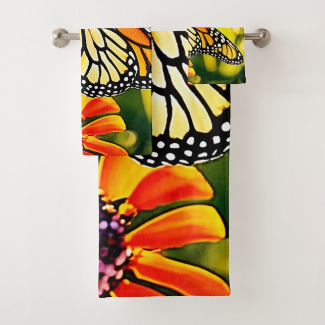 Conjunto De Toalhas Delicate Monarch Butterfly Bloom Design (Insitu)