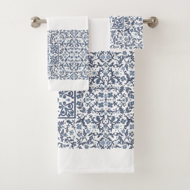 Conjunto De Toalhas Denim Blue Floral (Insitu)