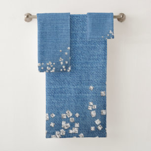 Conjunto De Toalhas Denim & Diamonds Brilho Brilhante Personalizado