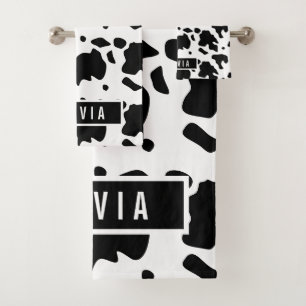 Conjunto De Toalhas Denominação Personalizada Difundida Holstein Vaca