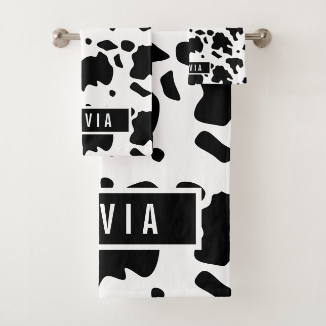 Conjunto De Toalhas Denominação Personalizada Difundida Holstein Vaca  (Insitu)