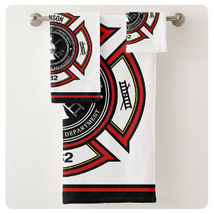 Conjunto De Toalhas Departamento de Bombeiros NOME ADD. Bombeiro Salva