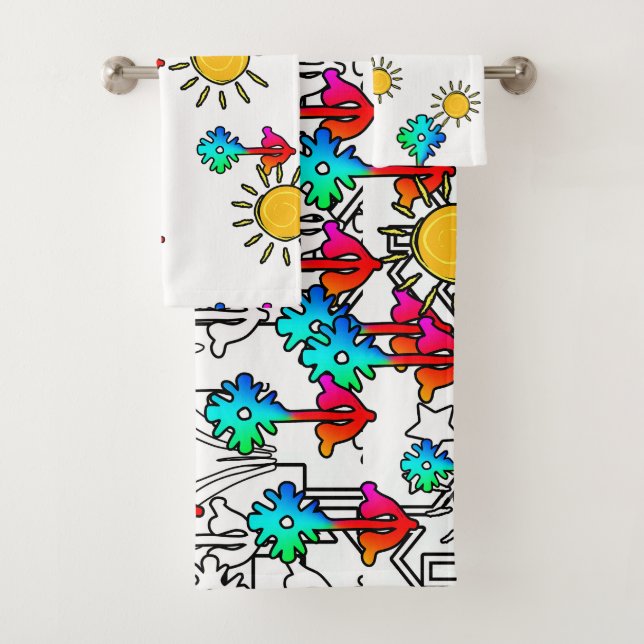 Conjunto De Toalhas Depende de Crianças Solares Flores Domésticas (Insitu)