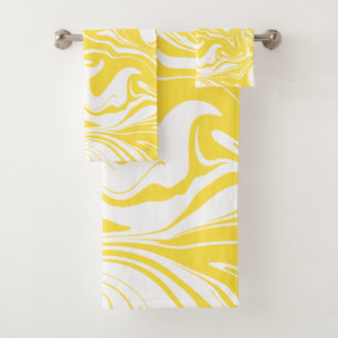 Conjunto De Toalhas Derramar - Amarelo limão e branco