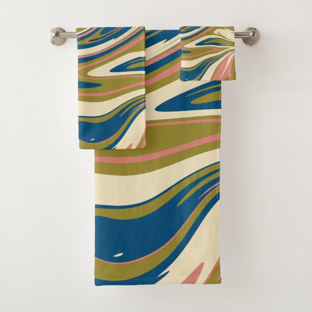 Conjunto De Toalhas Derramar - Azul, Verde-oliva, Rosa e Creme (Insitu)