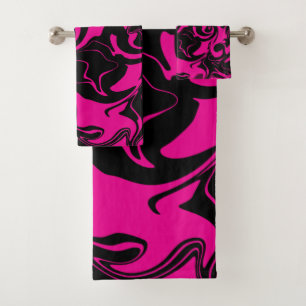 Conjunto De Toalhas Derramar - Magenta e preto