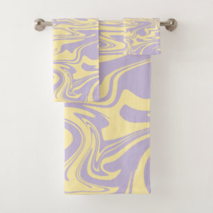 Conjunto De Toalhas Derramar - Pastel Amarelo e Roxo
