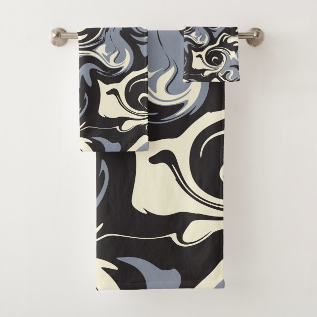 Conjunto De Toalhas Derramar - Preto, Cinza e Creme (Insitu)