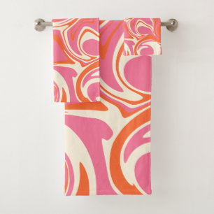 Conjunto De Toalhas Derramar - Rosa, Laranja e Creme