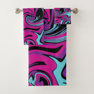 Conjunto De Toalhas Derramar - Rosa, Púrpura, Azul e Preto