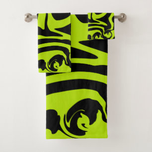 Conjunto De Toalhas Derramar - Verde limão e preto