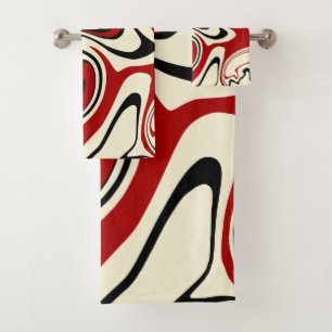 Conjunto De Toalhas Derramar - Vermelho e Creme