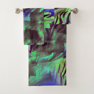 Conjunto De Toalhas Desenho abstrato do mosaico rústico verde e azul